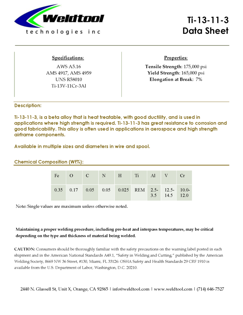 Ti-13-11-3 titanium data sheet