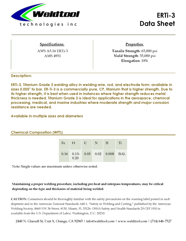 ERTi-3 titanium data sheet