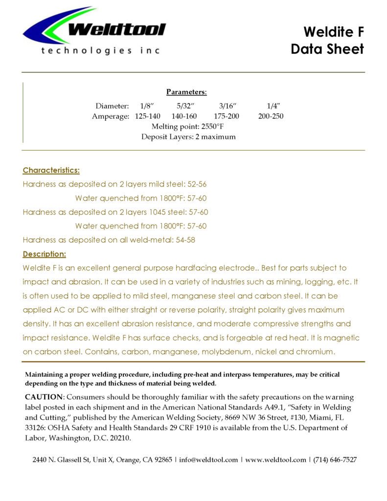 Weldite F hardfacing electrode