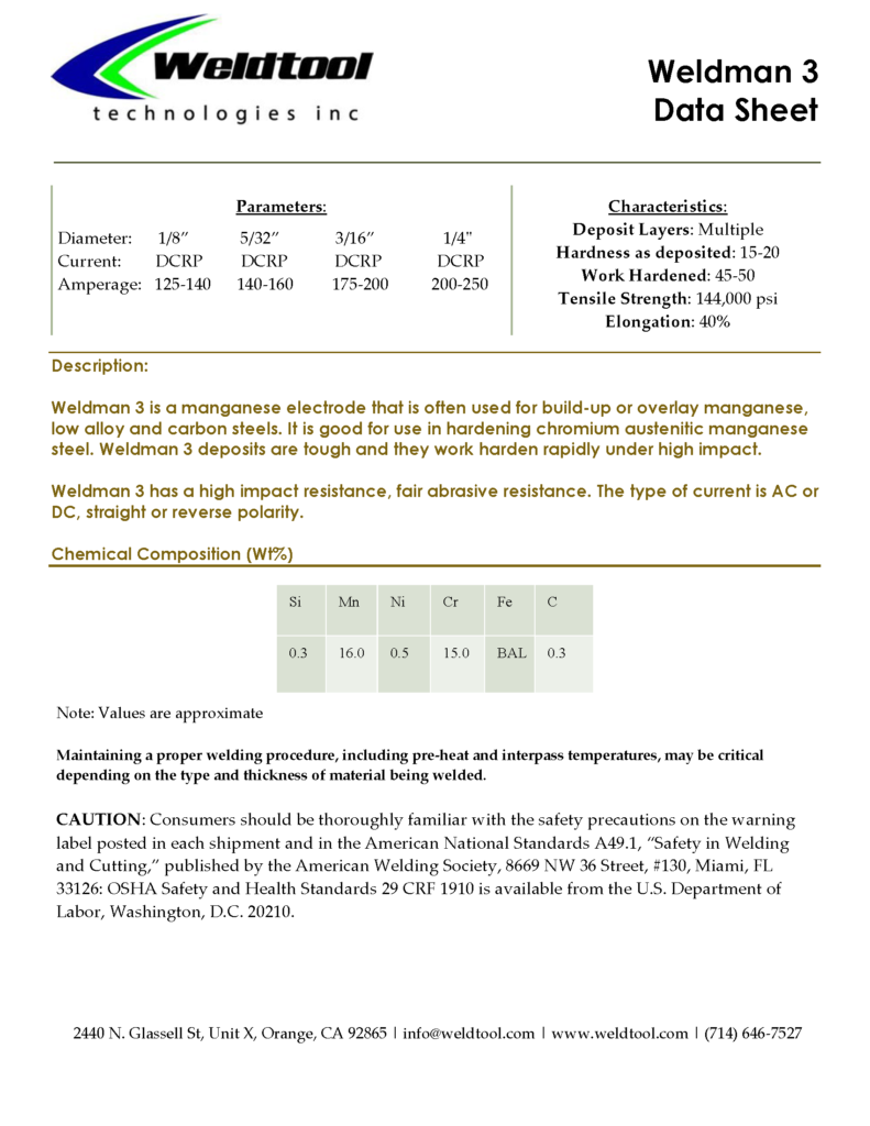 Weldman 3 hardfacing electrode