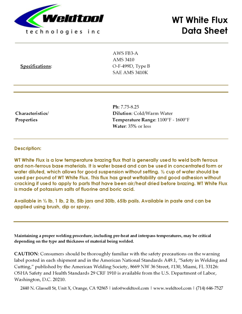 WT White flux data sheet aMS 3410