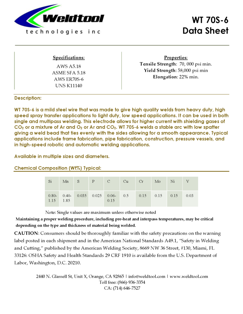 WT 70s-6 low alloy steel data sheet