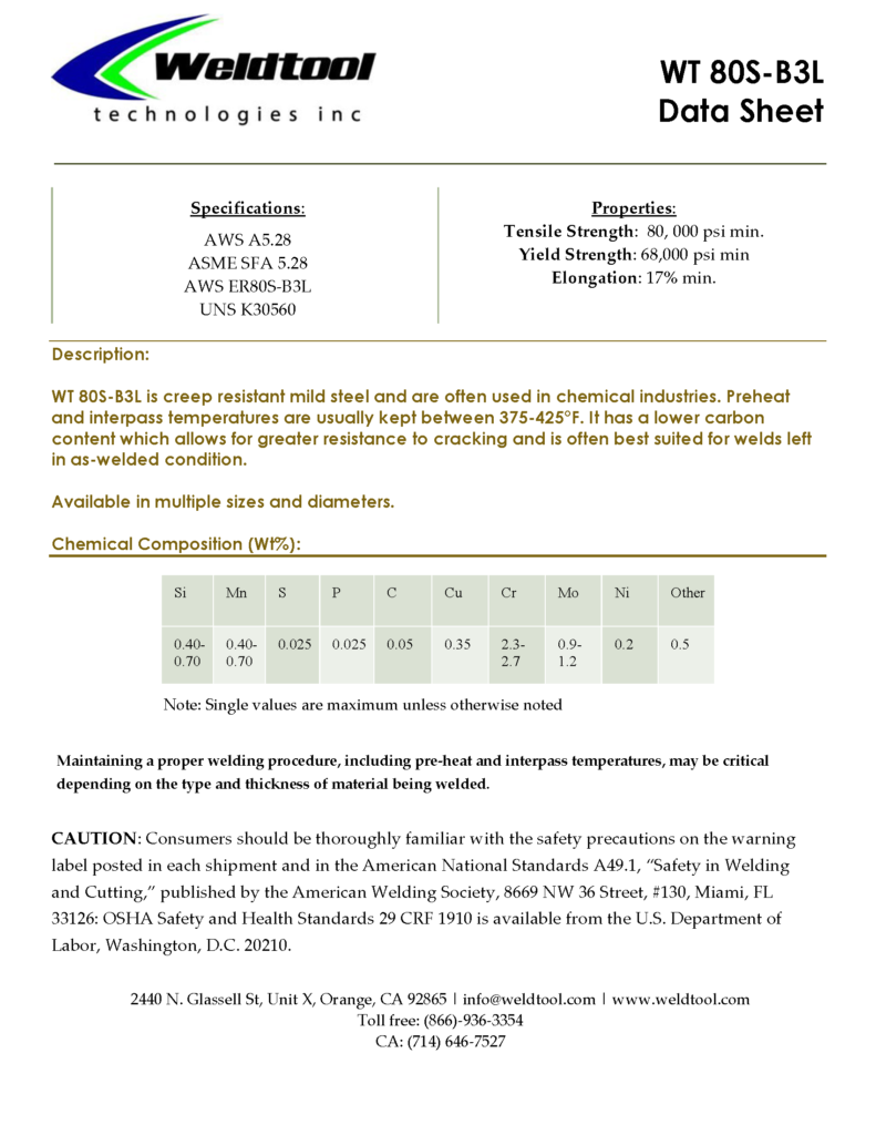 WT 80s-b3l low alloy steel data sheet 