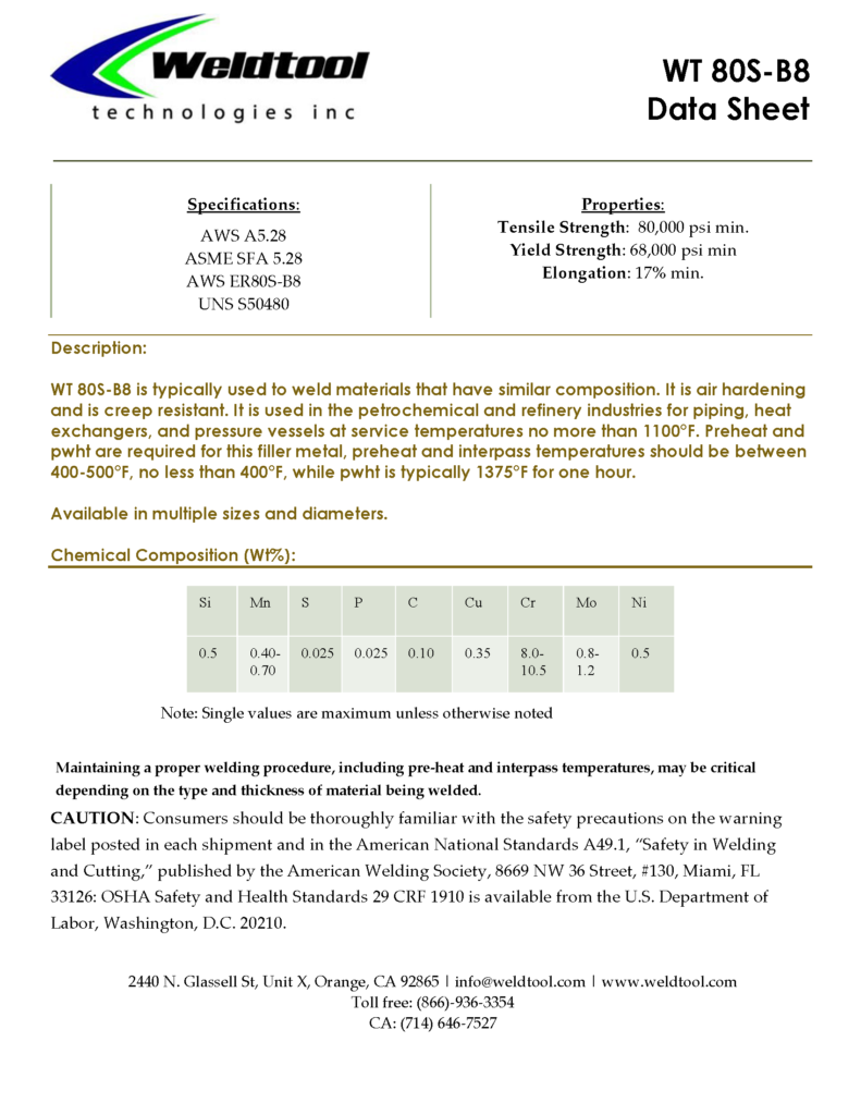 WT 80s-b8 low alloy steel data sheet