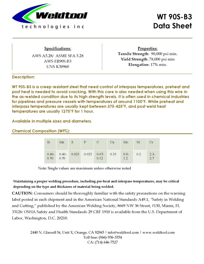 WT 90s-b3 low alloy steel data sheet