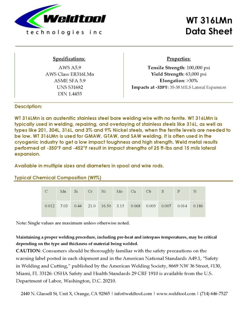 wt 316lmn stainless steel data sheet