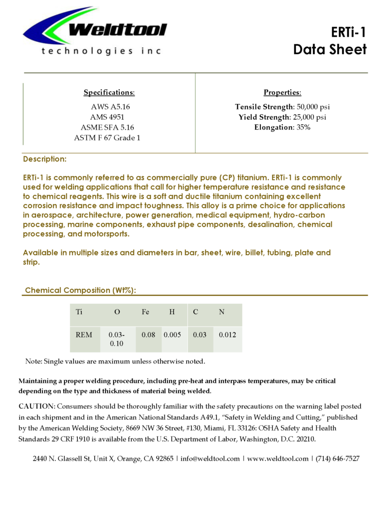 erti-1 titanium data sheet